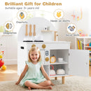 Wooden Play Kitchen with Clicking Knobs and Cookware, White, view 6