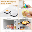 Wooden Play Kitchen with Clicking Knobs and Cookware, White, view 10