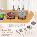Wooden Play Kitchen with Cookware and Chalkboard – supplied cookware