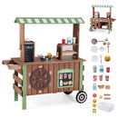 Wooden Pretend Food Cart with Grill and Coffee Maker, Brown / Green, view 4