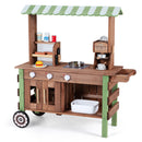 Wooden Pretend Food Cart with Grill and Coffee Maker, Brown / Green, view 6