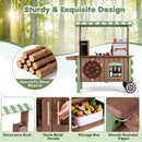 Wooden Pretend Food Cart with Grill and Coffee Maker, Brown / Green, view 13