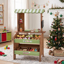 Wooden Pretend Grocery Stand with 43 Accessories, Rustic Brown / Green / White, view 1