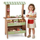 Wooden Pretend Grocery Stand with 43 Accessories, Rustic Brown / Green / White, view 3