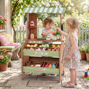 Wooden Pretend Grocery Stand with 43 Accessories, Rustic Brown / Green / White, view 6