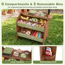 Wooden Pretend Grocery Stand with 43 Accessories, Rustic Brown / Green / White, view 8