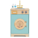 Wooden Pretend Washing Machine with Sink and Toy Bottles – Blue, view 4