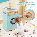Wooden Pretend Washing Machine with Sink and Toy Bottles – Blue, view 8