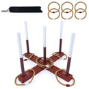 Wooden Ring Toss Game with Six Rope Rings – target with six rings and storage bag