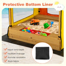 Sandpit bottom liner and storage layout