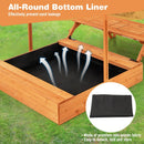 Wooden Sandpit with Folding Picnic Table and Adjustable Canopy – removable bottom liner