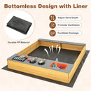 Wooden Sandpit with Pretend Kitchen and Sink – bottom liner beneath sandpit