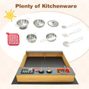 Wooden Sandpit with Pretend Kitchen and Sink – toy cookware and utensils