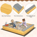 Wooden Sandpit with Pretend Kitchen and Sink – wooden corners and bench seat