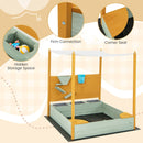 Wooden Sandpit with Sand Wall and Removable Canopy – corner seats and concealed storage