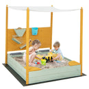 Wooden Sandpit with Sand Wall and Removable Canopy – sandpit with canopy and sand wall