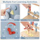 Wooden Tool Workbench Push Toy with Shape Sorter, Blue, view 3