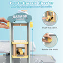 Wooden Toy Parking Garage with Lift and Helipad – hand-operated lift mechanism