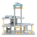 Wooden Toy Parking Garage with Lift and Helipad – rear view of lift and parking floors