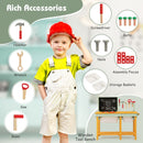 Wooden Toy Workbench with Blackboard and Storage Baskets – included toy tool accessories