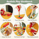 Wooden Toy Workbench with Blackboard and Storage Baskets – pretend tool actions