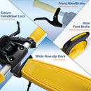 Yellow Folding Kick Scooter with Light-Up Wheels – handbrake, rear foot brake and textured deck