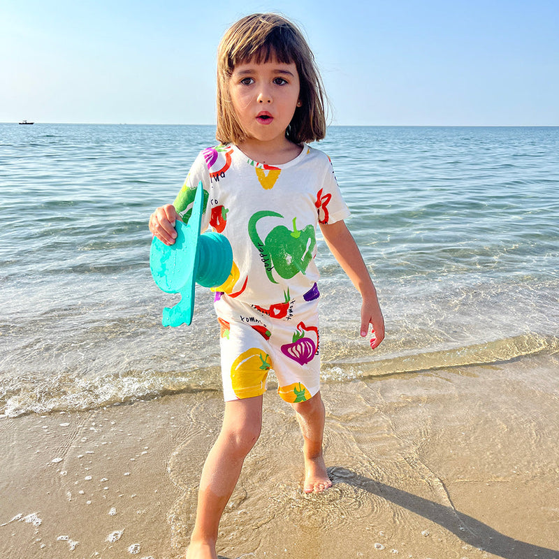 Fruit Vegetable Printed Cotton Pajamas Set