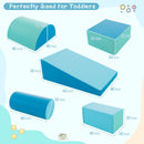 5-piece toddler foam climb and crawl playset, Blue colour combination, piece dimensions
