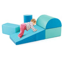 5-piece toddler foam climb and crawl playset, Blue colour combination, low-level crawling view