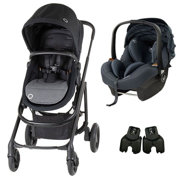 Maxi Cosi Lila CP2 Essential Bassinet Stroller Black (BUNDLE) + Maxi Cosi Mico 12LX V1 Onyx (non isofix) + Capsule Adaptor