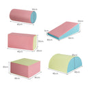 5-piece toddler foam climb and crawl playset, Pink colour combination, individual piece dimensions