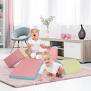 5-piece toddler foam climb and crawl playset, Pink colour combination, floor-level play