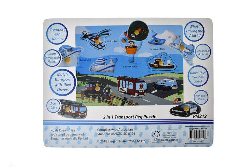 2 IN 1 TRANSPORT PEG PUZZLE