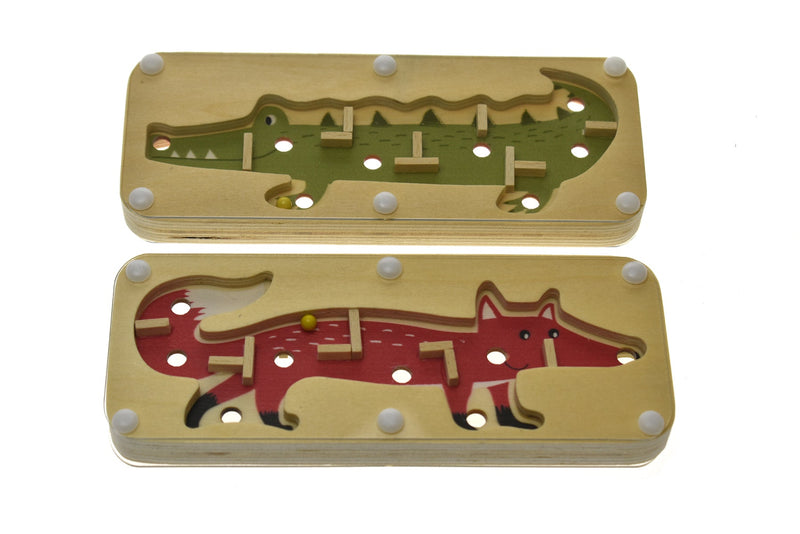 WOODEN JUNGLE ANIMAL LABYRINTH CROCODILE & FOX