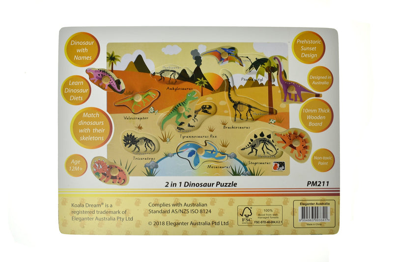 2 IN 1 DINOSAUR PEG PUZZLE