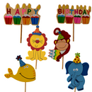 CAKE TOPPER BIRTHDAY ANIMAL STICK 9PC
