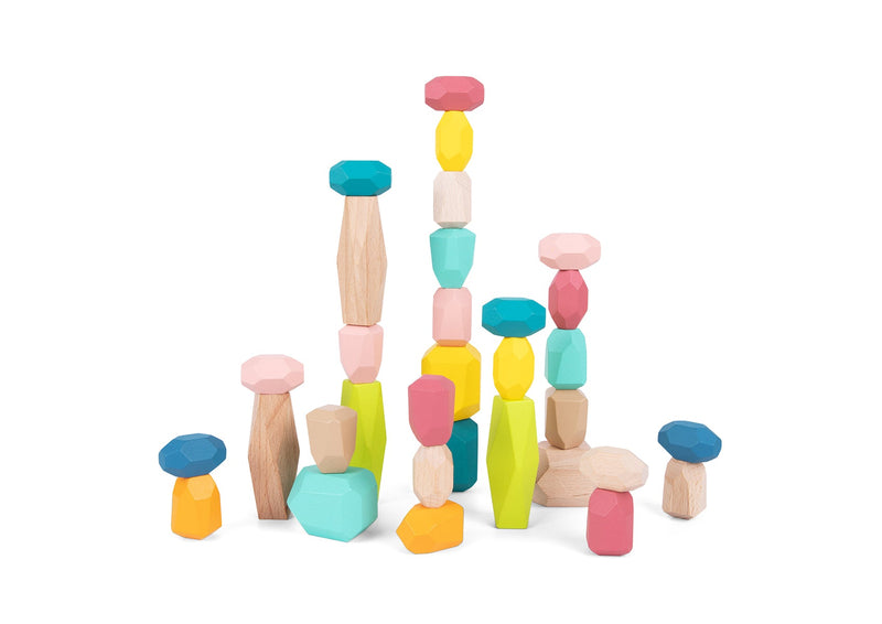 WOODEN BLOCKS STACKING STONES